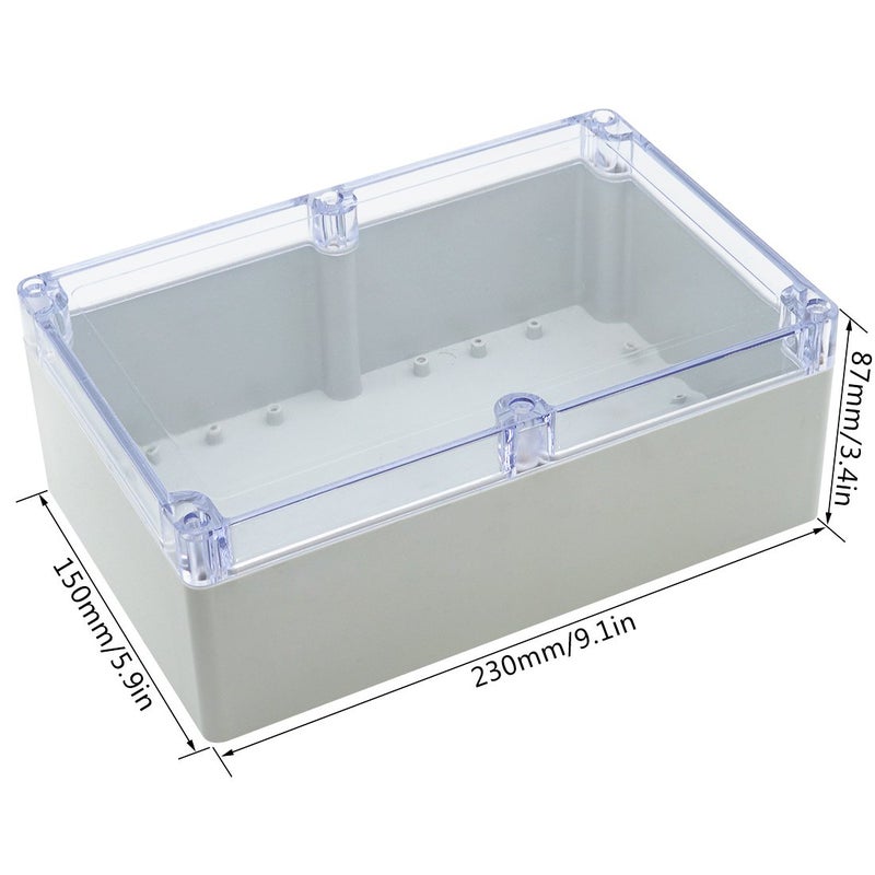 LeMotech ABS Plastic Junction Box Dustproof Waterproof IP65 Electrical Enclosure Box Universal Project Enclosure Grey with PC Transparent Clear Cover 9 x 5.9 x 3.4 inch(230 x 150 x 87 mm) - Image 2